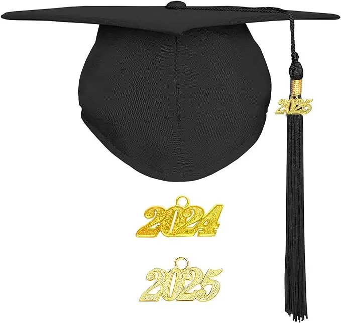 Unisex Matte Graduation Cap with 2024 Graduation Tassel Year Charm