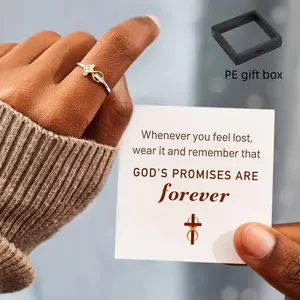 Gods' Promises Are Forever Infinity Cross Ring Inspirational Jewelry Engraved Faith CZ Cross Ring for Daily Wear
