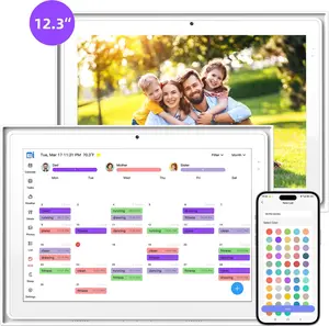12.3 Inch Digital Calendar, 1920x1280 IPS Digital Picture Frame, 32GB Touch Screen Wall & Desk Digital Planner for Schedule, Photo Display, Meals, Chore Chart & Tasks