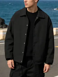 Men's Long sleeve, lightweight casual jacket with button front and snap closure - lapel design, machine washable, 100% polyester fiber, simple versatile jacket, suitable for daily leisure, work travel, outdoor casual wear - spring and autumn seasons