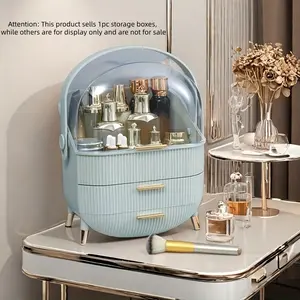 1pc Waterproof Cosmetics Organizer with Portable Handle, Dustproof Makeup Display Box for Bathroom & Vanity, Stylish Design for Easy Home Organization