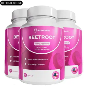 3 Pack of Rosabella Organic Beetroot Capsules (1300mg) for Blood Flow & Heart Health