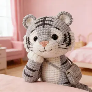Realistic Small Tiger Crochet Kit, DIY Amigurumi Set for Beginners, Includes Yarn, Hook, Tutorial, Perfect Gift for Christmas, Birthday, Halloween, Valentine's Day