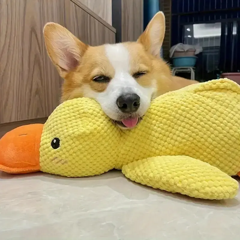 Durable Interactive Chew Squeaky Duck Dog Toy, Chew-Resistant Plush Indoor Pet Toy, Interactive Tough Chewer, Suitable for All Breeds, Emotional Support Companion