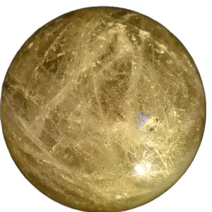 16+ lb Smokey golden rutilated quartzsphere with spinning wooden display stand