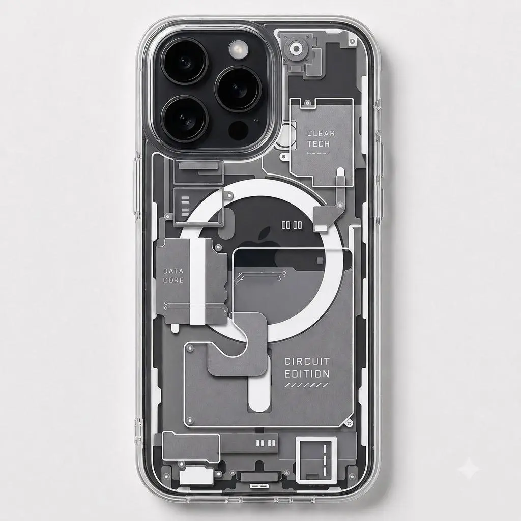 Ultra Hybrid Neo MagSafe Clear Case, Transparent, Slim, Anti-Scratch Futuristic Tech Armor Cover for iPhone 11-17 Plus/ProMax, Samsung Galaxy S22-S26 Plus/Ultra, Handheld Cellphone Wireless Accessory