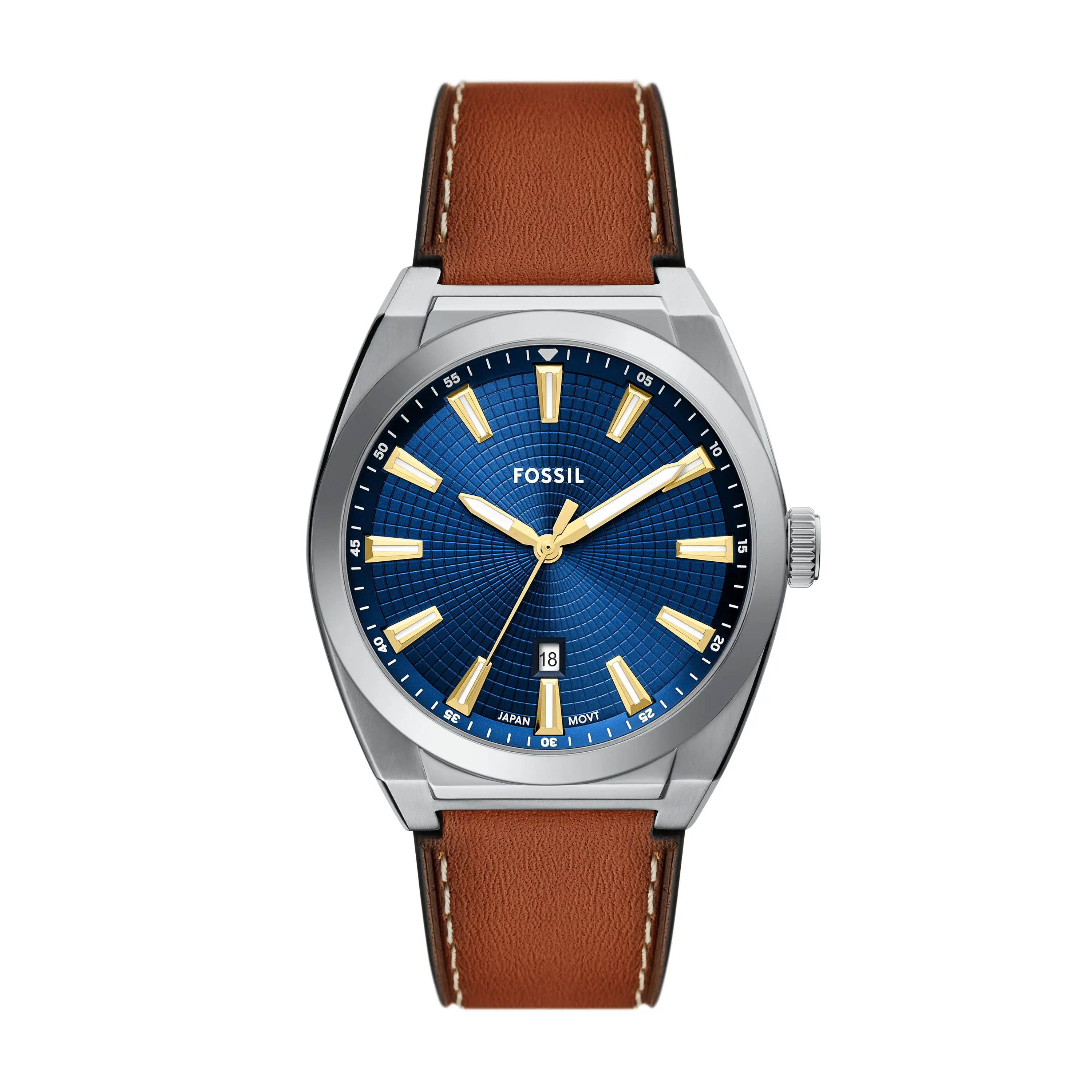 Fossil Men's Everett 42mm Three-Hand Date Brown Leather Watch