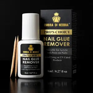 OMBRA DI NEBBIA Nail Glue Remover 8ml with Brush Applicator for Press-On Nails & Acrylic Tips, Easy Removal at Home or Salon
