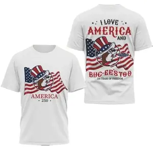 Buc-ee's America 250th Anniversary T-Shirt 250 Years of Freedom Patriotic White