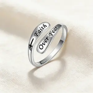 Faith Over Fear Inspiring Adjustable Ring - A Gift to Encourage Female Personality Development and Symbolize Valentine's Day