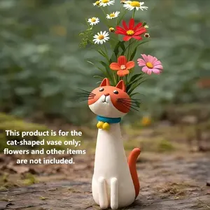 Cute Cat Shaped Vase, Decorative Ornament for Shelves & Bathroom Vanity, Perfect Home Decor for Bedroom & Living Room, Ideal Gift for Wife & Cat Lovers