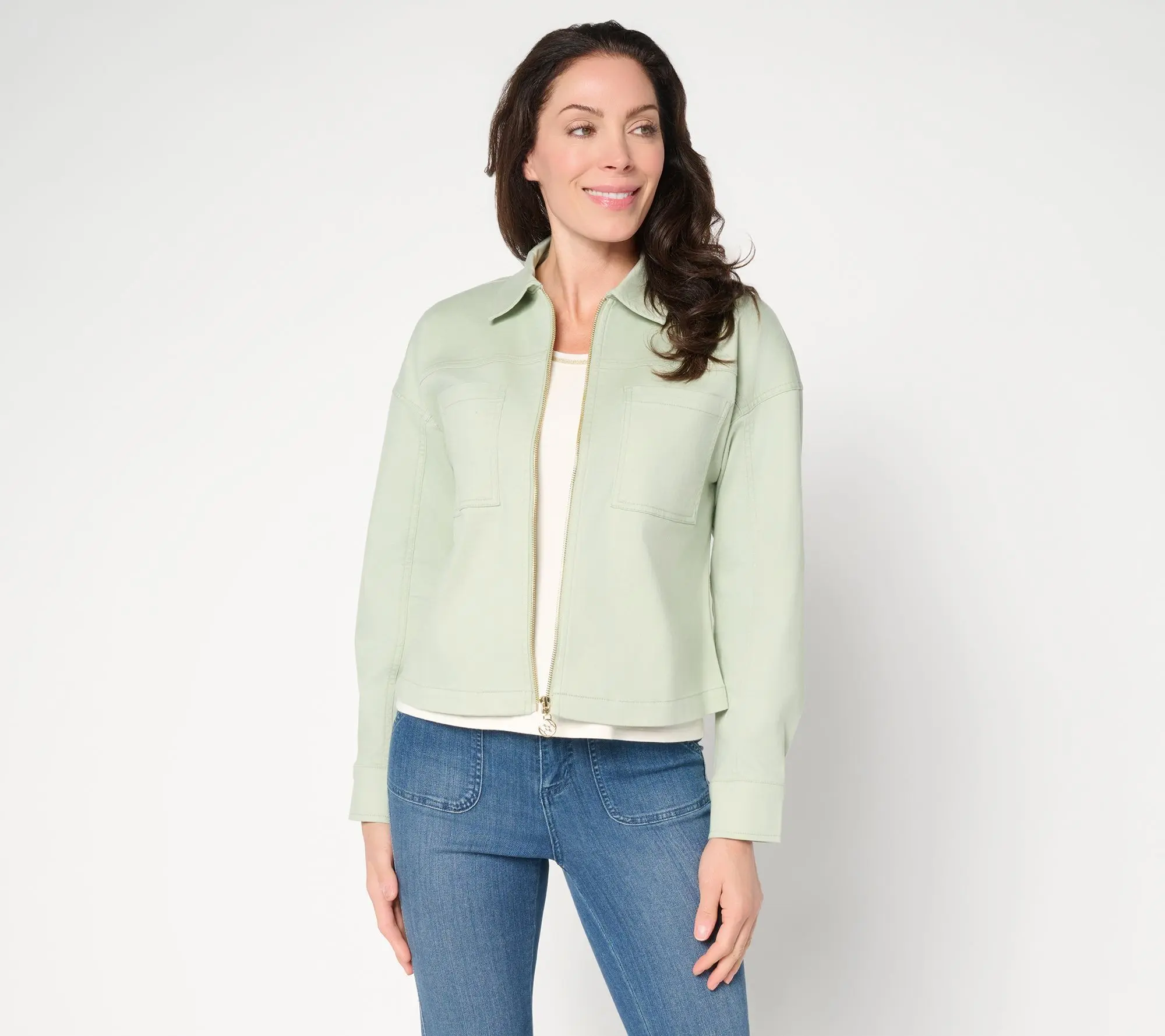 Belle by Kim Gravel Stretch Twill Signature Zip Jean Jacket