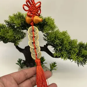 1pc Feng Shui Good Luck Charms, Traditional Chinese Five Emperor Coins Hanging Ornament As Blessing Gifts Bring Health Success Peaceful and Wealth Suitable for Car, Bag, Home & Office Decor