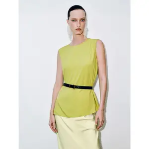 URBAN REVIVO 2026 Spring Women's Asymmetrical Hem Viscose Thin Fabric Overhead Sleeveless Tops - Layered Wear Shell Shirt Tank Camis UWM250079