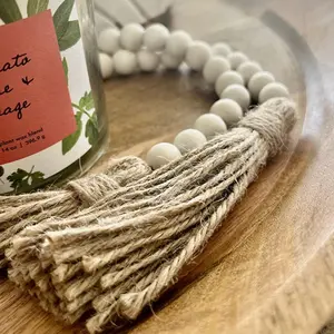 Wooden Bead with Tassel, 1 Count Bohemian Style Decoration for Table Desk & Door, Home Decor, Bohemian Room Decor, Beige, Pastel, Decorative