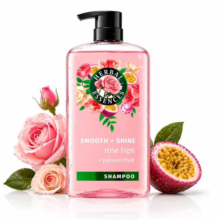 Herbal Essences Shampoo, Rose Hips + Passionfruit - Smooth Collection, Shiny Hair with Vitamin E & Jojoba, Safe for Color Treated Hair, Floral Scent, Cruelty-Free, Dermatologist-Tested, 29.2 Fl Oz
