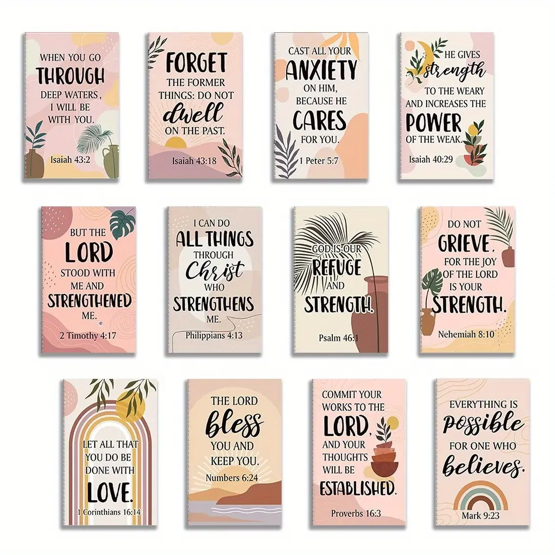 12 Pcs Rainbow Bible Verse Notebook, Notebook Set, Religious Motivational Notepads, Small Pocket Journal, Devotional Journal, Encouragement Journal, Inspirational Notepads, Christian Scripture Notebooks, Inspirational Messages, Spiral Coil Notebook