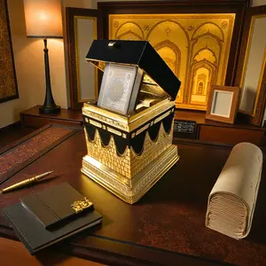 Luxury Kaaba Quran Set with Gold-Plated Mini Quran & Black Velvet Accents Islamic Home Decor Perfect for Hajj Umrah Eid Ramadan & Wedding Gifts islam poster christmas gift home decor sculpture resin cool home decor