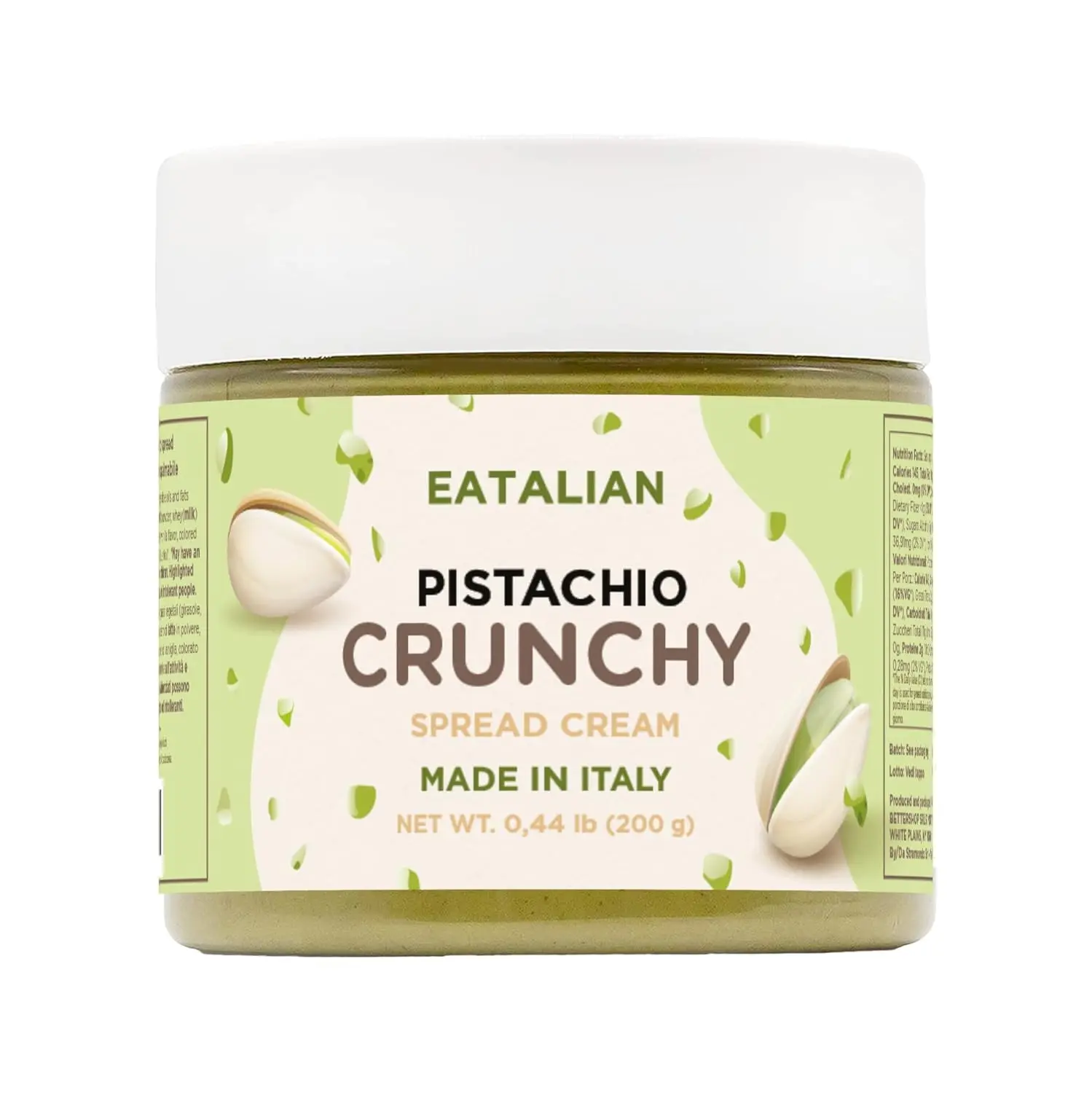 EATALIAN by AMZ BETTER Spreadable Crunchy Pistachio Cream 7 oz/200 gr, Pistachio Cream with Grains, Protein Paste, Sweet Taste, Ideal for Filling Cakes, Excellent for Dubai Chocolate, Made in Italy
