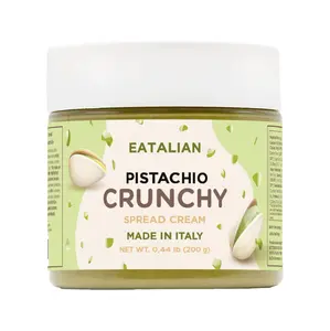 EATALIAN by AMZ BETTER Spreadable Crunchy Pistachio Cream 7 oz/200 gr, Pistachio Cream with Grains, Protein Paste, Sweet Taste, Ideal for Filling Cakes, Excellent for Dubai Chocolate, Made in Italy