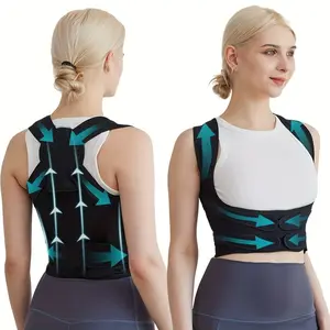 Adjustable Back Brace for Men and Women - Upper & Lower Back, Full Lumbar Support, Breathable Mesh Material, Fit with Straps, Hand Wash Only