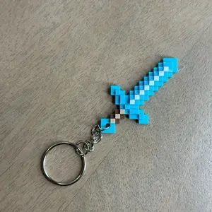 Pixel Sword Keychain 3D Printed PLA Plastic Inspired Iconic Design for Fans Keys Bags or Collectible