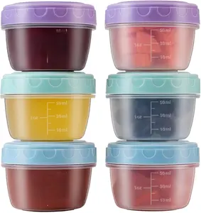 6 Pack 2.7 OZ Salad Dressing Container to Go with lids,Dishwasher and Microwave Safe Tiny Condiment Containers with Graduated Lines, Reusable and Leakproof Small Sauce Containers for Lunch Box