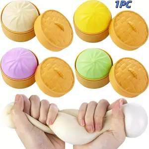 Steamer Basket Squishy Stress Ball, 1 Count Fidget Toy, Dough Ball Squishy Bun Squeeze Ball, Anxiety Relief Adult Squishy Toy, Anti Stress Toy