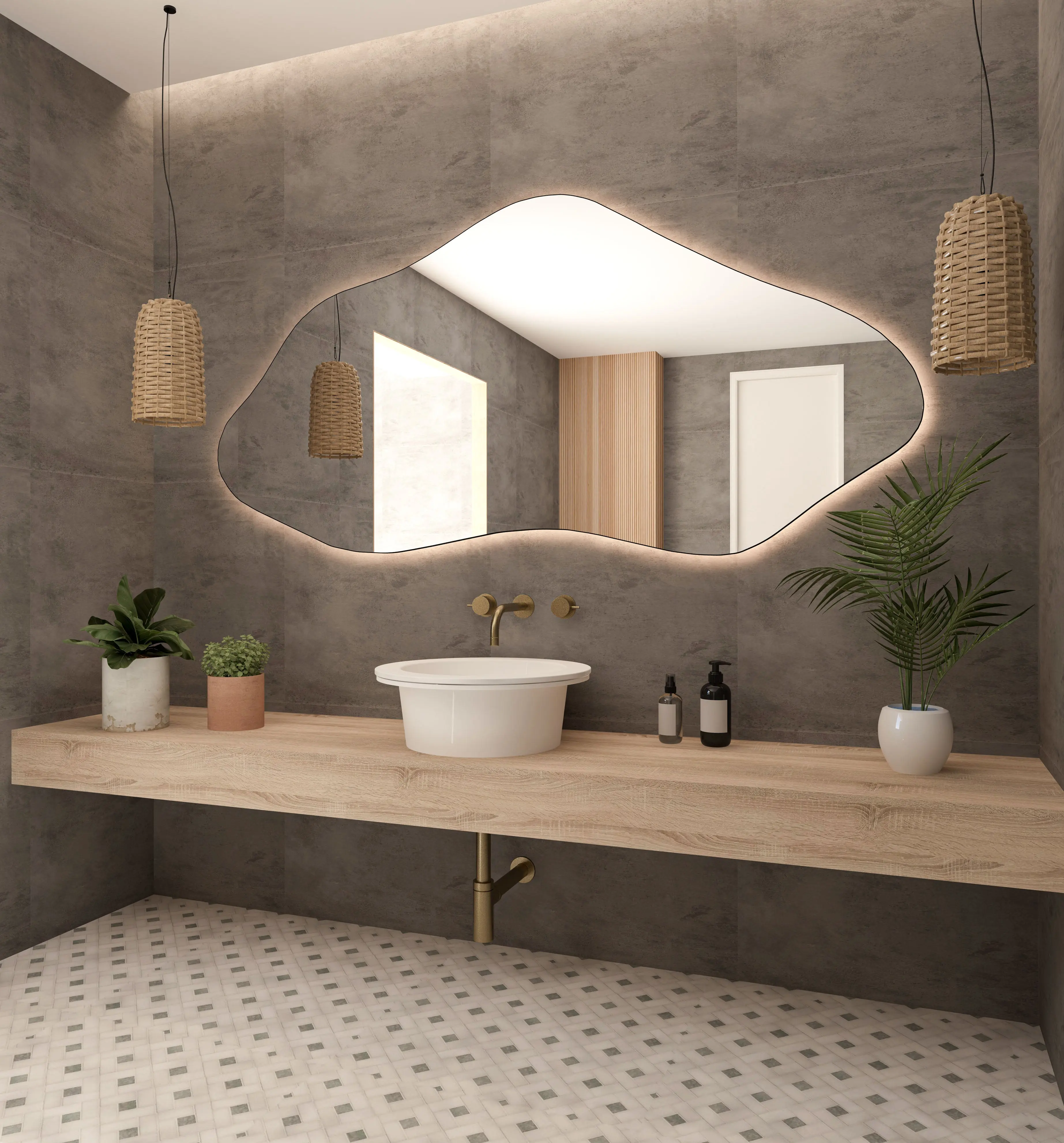 Bilbao Bathroom Mirror - Asymmetrical Irregular Wall Mirror