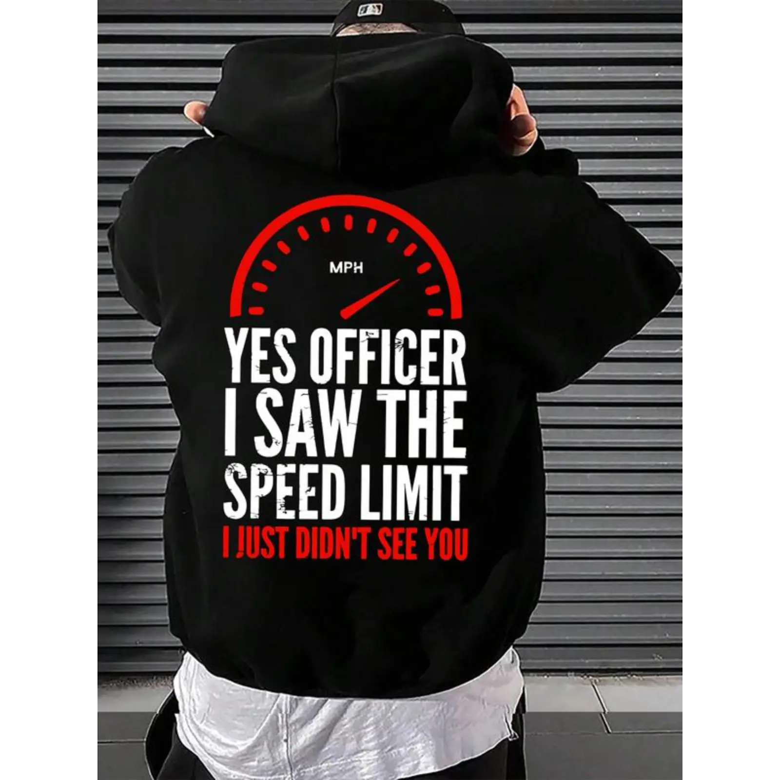 Men's Loose-Fit Hooded Sweatshirt - Classic Soft Fabrics, "Officer I saw the restriction sign but I didn't see you" Alphabet Print, Casual Layer Top for Spring-Autumn-Winter