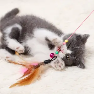 🪶 Interactive Feather Cat Wand| Ultra-Flexible Steel Wire Teaser with Bell| Essential Hunting Toy for Indoor Cats & Kittens🐾