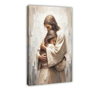 Comfort With Him Christian Wall Art Jesus Hugs Girl Jesus And Woman Jesus Art Christ Poster Home Decor Wall Deco Eco-Friendly Fade-Resistant Waterproof UV-Protected Vibrant Colors