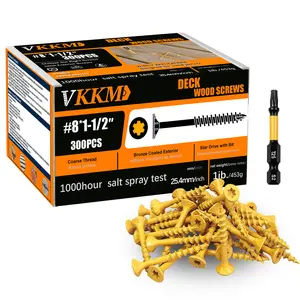 Deck wood screws, outdoor self-tapping screws, with external epoxy coating, equipped with T25-Torx drive head, #8 Torx countersunk head screws, suitable for woodworking repairs, furniture installation, and DIY projects