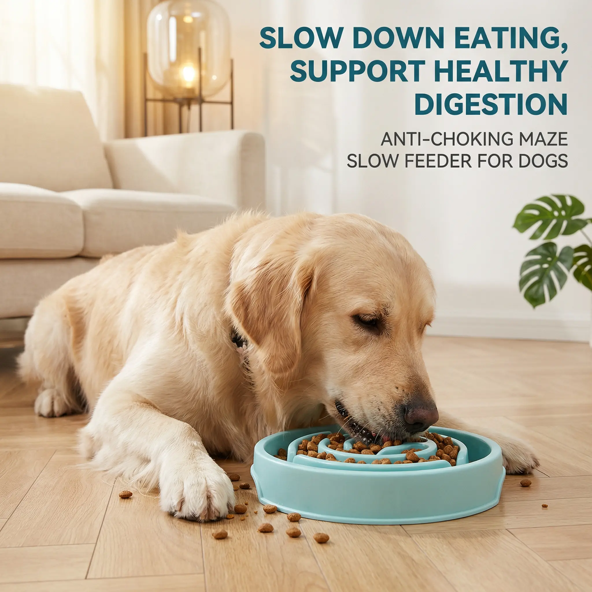 Plastic Dog Slow Feeder Bowl Neck Protection, Not Easy to Knock over Dog Anti Choking Pet Bowl, Cross-Border Dog Food Bowl Slow Feeder Bowls