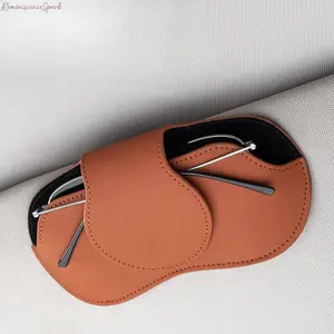Premium PU Leather Magnetic Sunglasses Clip for Car Sun Visor, Protective Eyeglass Holder with Snap Closure, Scratch-Resistant Clip for Easy, One-Handed Access & Neat Car Interior Organization