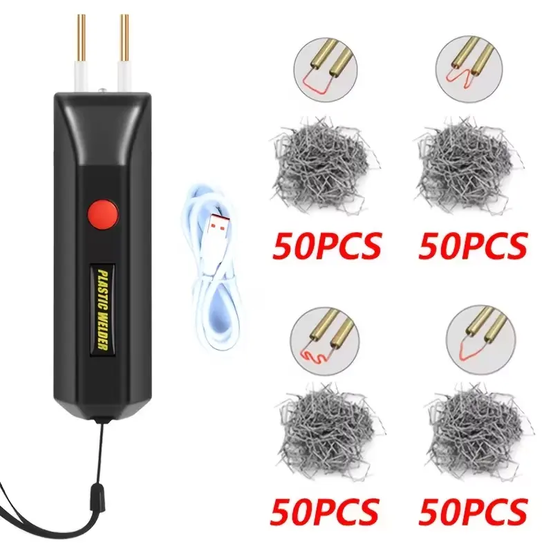 100W Cordless Plastic Welder Gun Kit - Handheld Plastic Welding Tool with 200pcs Hot Staples, Portable Stapler for Car Bumper, Kayak Repair, Handheld Plastic Welder