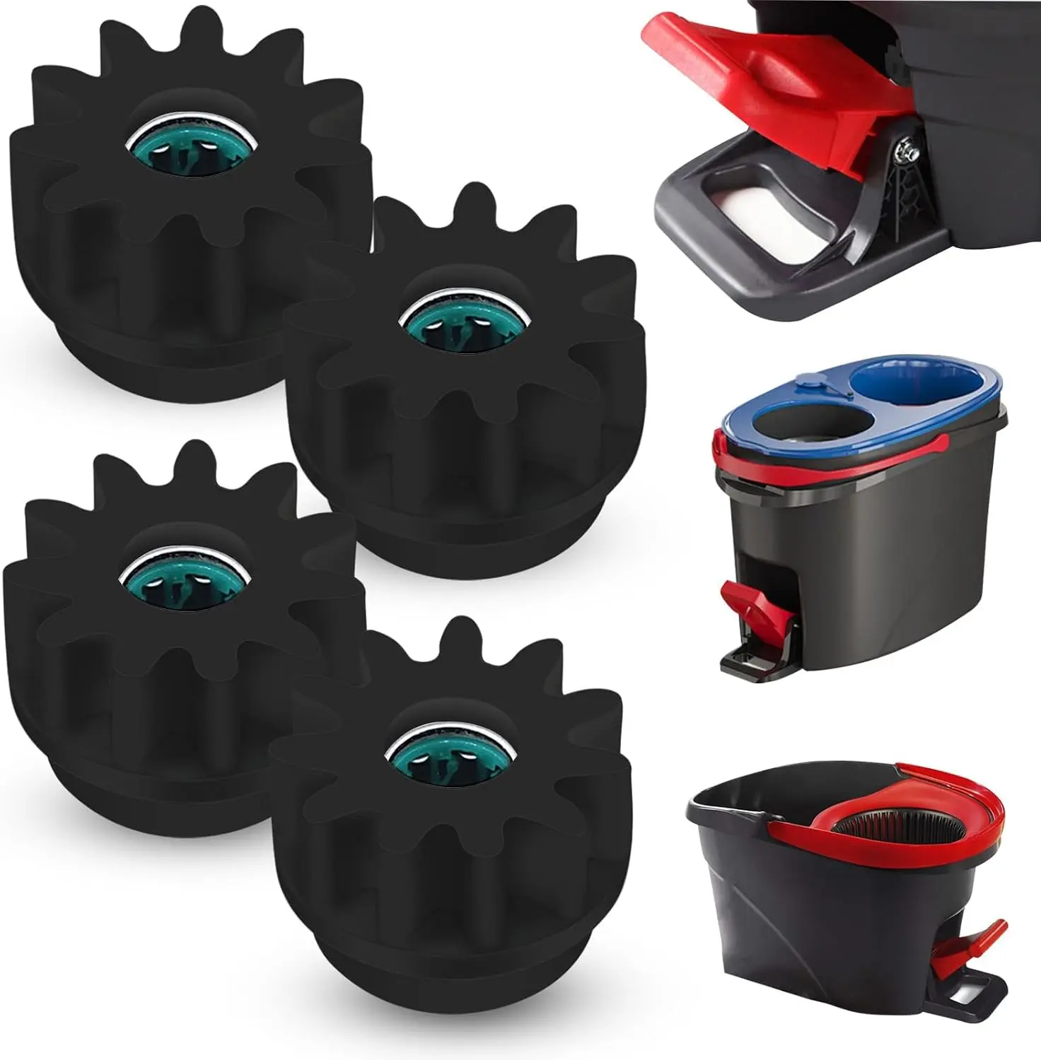 4Pcs Spin Mop Replacement Parts, Spin Mop Bucket Clutch One Way Bearing Sprocket Pedal Shaft Replacement Compatible with Ocedar, Bearing Gear Sprocket Repair Replacement for More Spin Mops and Vileda CANIPHA
