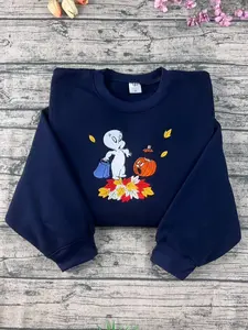 Embroidered Fall Ghost Sweatshirt, Autumn Cozy Season Sweatshirt, halloween Pumpkin, Embroidered Mushroom Sweater, Halloween Sweatshirt, Fall Apparel