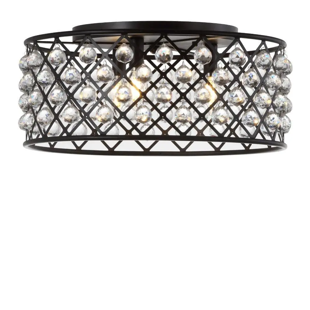 JONATHAN Y Gabrielle Contemporary Metal-Crystal LED Flush Mount Ceiling Light - Home Decor Lighting, Indoor Room Lights for Living Room, Bedroom