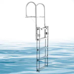 summervibes VEVOR Retractable Dock Ladder, 5 Steps, Aluminum Alloy Pontoon Boat Swim Ladder, with Non-Slip Wide Steps, 350 lbs Weight Capacity, Adjustable Height, for Lake Swimming, Pool, Boat, Marine Boarding