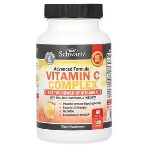 BioSchwartz Vitamin C Complex with Zinc, Bioflavonoids & Rose Hips, 120 Capsules