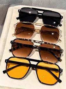 Unisex Plastic Pilot Sunglasses Set, Multi-Color Street Style, Classic Modern Design, Fall Winter Fashion, Suitable for All Face Shapes