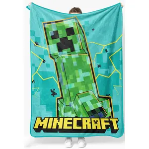 Jay Franco Minecraft Lightning BOOM Plush Throw Blanket