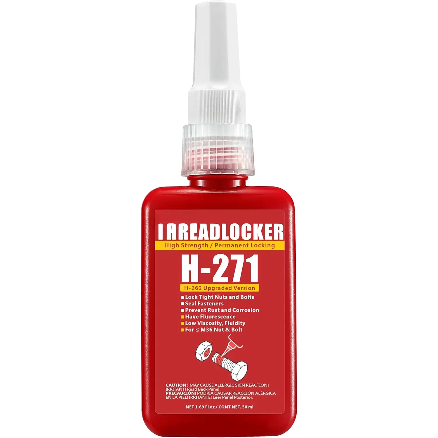 271 Red Thread Locker, 1.69 Fl Oz High-Strength Permanent Anaerobic Curing Metal Glue for Household Appliances, Bicycles, Digital Products, Industrial Equipment – Locks & Seals Fasteners