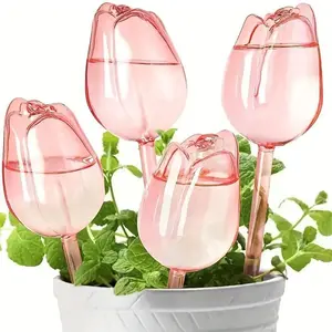 Tulip Design Plant Watering Bulb, 4 Counts/set Narrow Outlet Design Watering Bulb, Suitable for Indoor and Outdoor Plants, Garden Accessories, Watering Systems