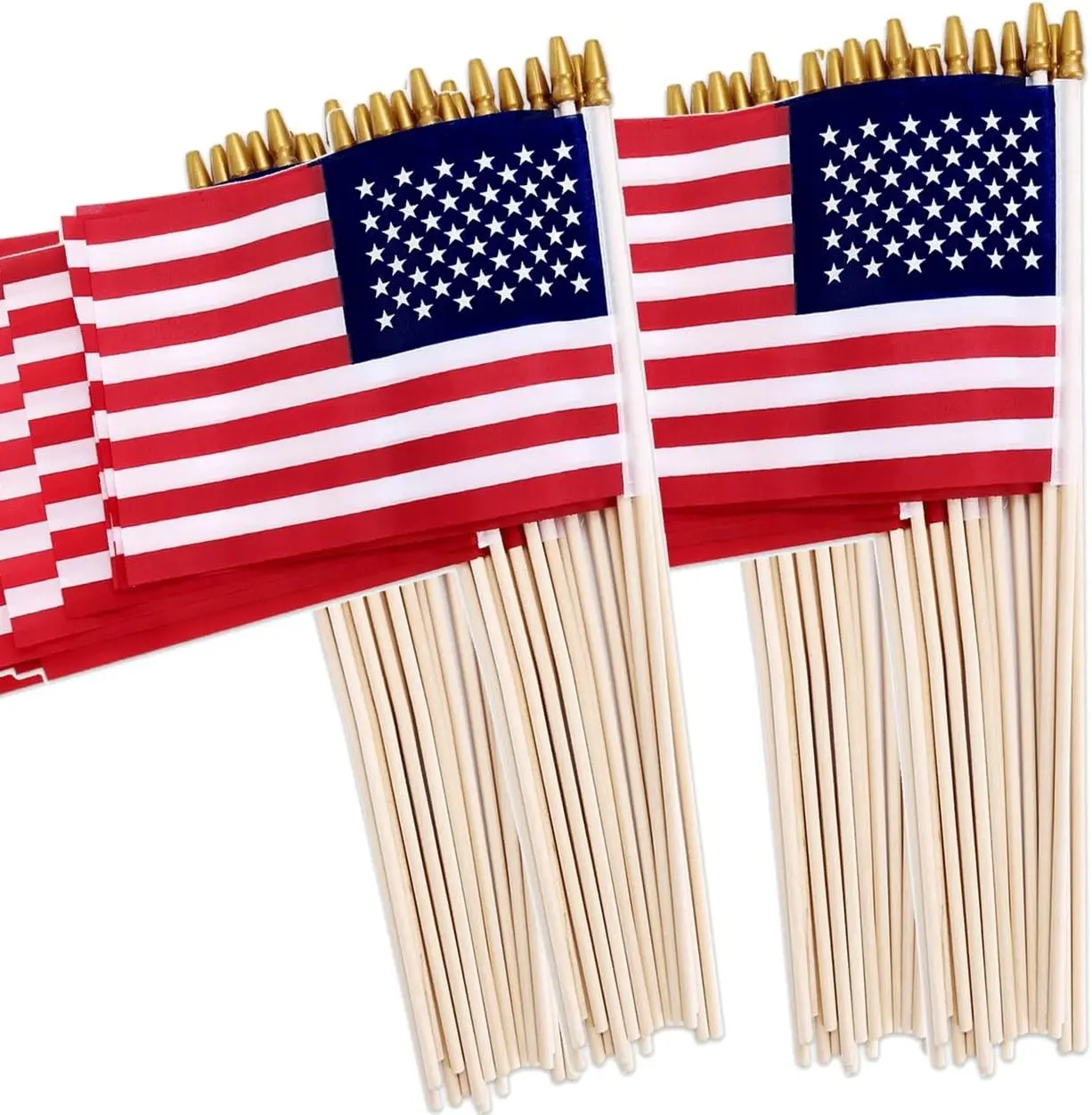 100 Pack Small American Flags on Stick, 4x6 Inch US Handheld Stick Flags