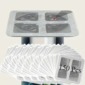 Set of 150 Disposable Hair Drain Stickers, 3.93" X 3.93" Disposable Shower Drain Cover Hair Catcher Mesh Stickers, Floor Drain Filter Stickers Hair Catcher, Hair Drain Sticker for Bathroom, Laundry, Bathtub