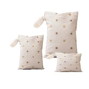 Baby Diaper Bag, 3 Counts/set Waterproof Diaper Cloth Storage Bag with Handle, Dry & Wet Separation Cute Diaper Organizer for Outdoor Travel, Multifunctional Diaper Bag