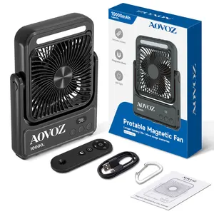 AOVOZ Magnetic Cruise Ship Fan with Night Light - 10000mAh Ultra-Slim Battery-Powered Brushless Rechargeable Plug-In Multi-Speed Foldable Hook Fan, Father's Day Gift for Dad, 2026 Cruise Cabin Essentials for Sleeping, Camping, Battery-Powered Portable Fan