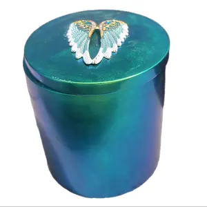 RESIN Bling Angel Wings Blue & Green color shift paint trinket storage Jar with  lid decor decorative handmade quality jewelry stash jar Organizer Decor Shiny  Canister